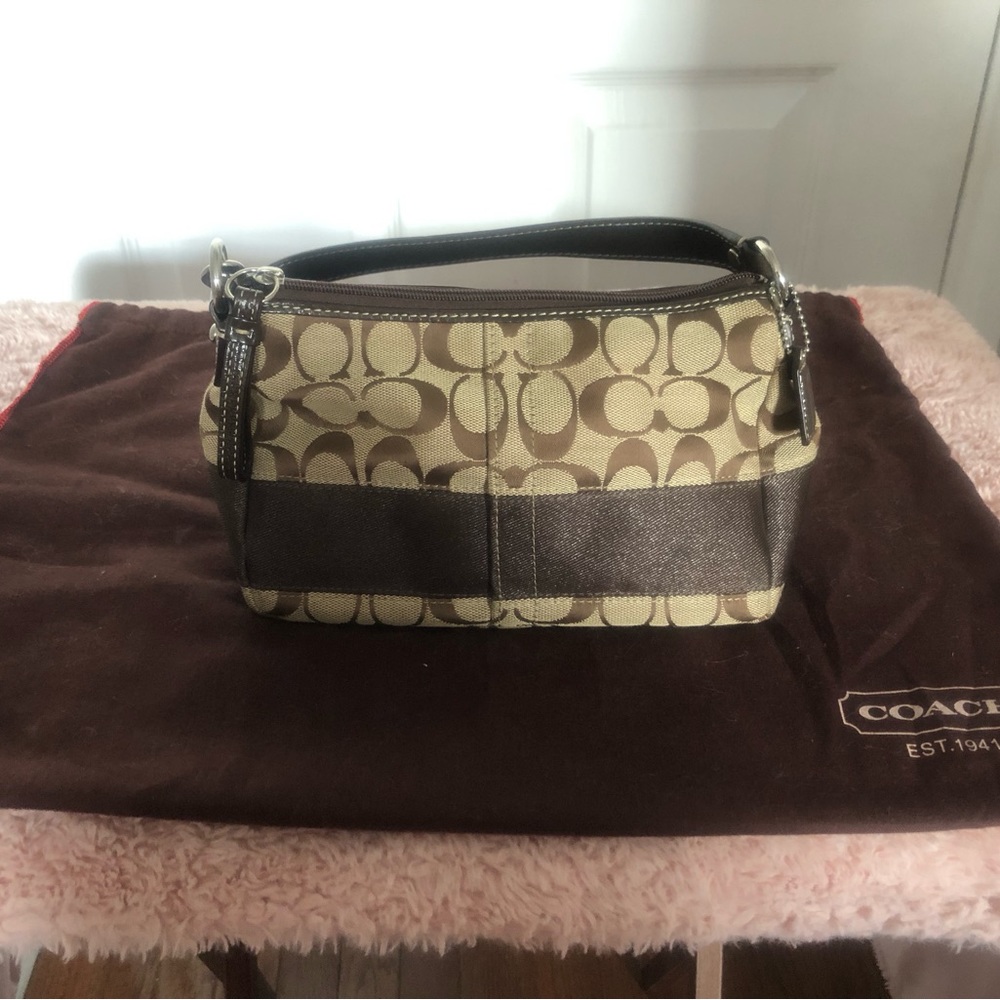 Authentic Coach Signature Stripe Tp Handle Bag - image 3